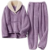 Rousytn Girls Fuzzy Fleece Pants Set Winter Fluffy 2 Piece Outfits Flannel Pullover Sweatshirt Sets Sweatsuit 5-14 Years