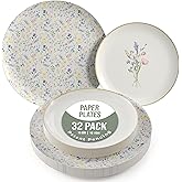 Trendables Heavy Duty Paper Plates Set For 16 Guests - 16 Each Of 8-inch And 10-inch Disposable Plates For Party - Fancy 32 Piece Dinnerware Set For All Occasions | Floral Design, Charm