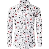 Arvilhill Mens Christmas Button Shirts Cotton Soft Charm Holiday Print Shirt (S-3XL)