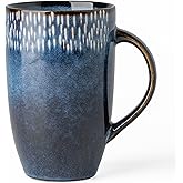 TaoTaojarvie Ceramic Coffee Mugs, Extra Large, 22oz Big Mug,Tea Cups, Hand-painted Mugs,Pottery and Large Handle, Tall Coffee Mug for Office/Home, Microwave and Dishwasher Safe. (starry blue)