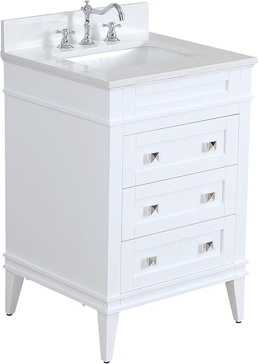 Amazon Com Eleanor 24 Inch Bathroom Vanity Quartz White