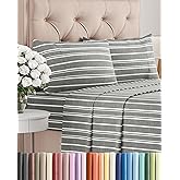 King Size 4 Piece Sheet Set - Comfy Breathable & Cooling Bed Sheets Set - Hotel Luxury Bedding for Women, Men, Kids, Teens, Boys & Girls - Deep Pockets, Soft, Wrinkle Free - Oeko-Tex - Grey Stripes 3