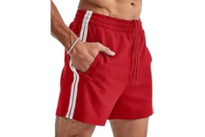 Ouber Men’s 4’’ Bodybuilding Shorts – Retro Striped Gym Shorts for Training & Workout