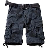 AKHIKING Camo Cargo Shorts for Men Cotton Casual Wild Outdoor Work Relaxed Fit Shorts with Multi-Pockets