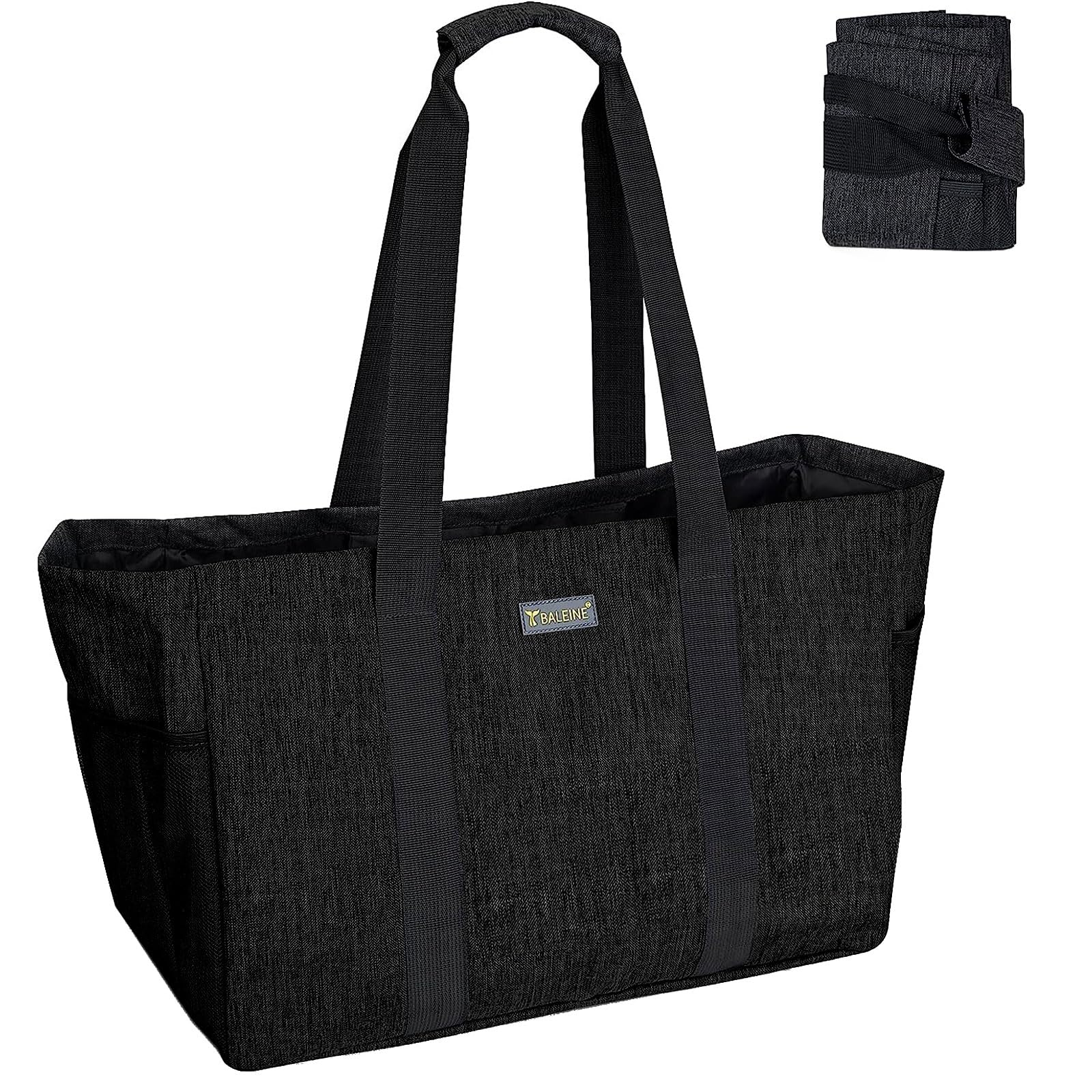 BALEINE Soft 9 Gallon Extra Large Utility Tote, Foldable Reusable Storage Bag (Charcoal Black)