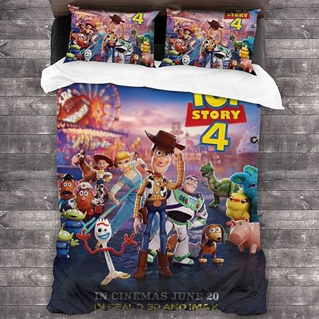 Amazon Co Jp トイ ストーリー4 布団カバー 3点セット 寝具カバーセット 枕カバー 掛け布団カバー 寝具用品 ベッドカバー 優しい肌触り 柔らかい 通気性 抗菌 防臭 四季通用 ホーム キッチン