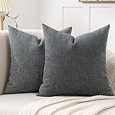 Jepeak 24x24 Inch Decorative Chenille Throw Pillow Covers, Pack of 2 Cozy Concise Pillow Cases Soft Farmhouse Modern Square Cushion Covers for Sofa Couch Bed Living Room Home Decor, Dimgray
