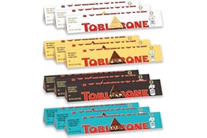 TOBLERONE Assorted Chocolate Bars Variety Pack (Milk, Dark, White, & Salted Caramelized Almonds), Bulk Chocolate, 12 - 3.52 oz Bars