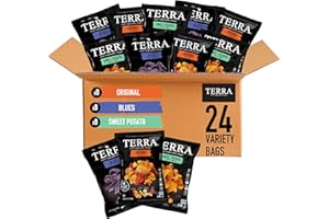 Terra Vegetable Chips, Snack Size Variety Pack, Original, Blues and Sweet Potato (Pack of 24)