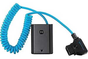 Kondor Blue Coiled Braided Power Adapter Cable for D-Tap Connector to Dummy Battery NP-FZ100 for Sony Cameras A6600 A7III A7RIII A7SIII A7RIV + More