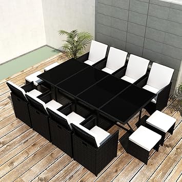 Amazon De Ssitg Poly Rattan Gartenmobel Essgruppe Gartengarnitur Set Sitzgruppe Sessel Lounge