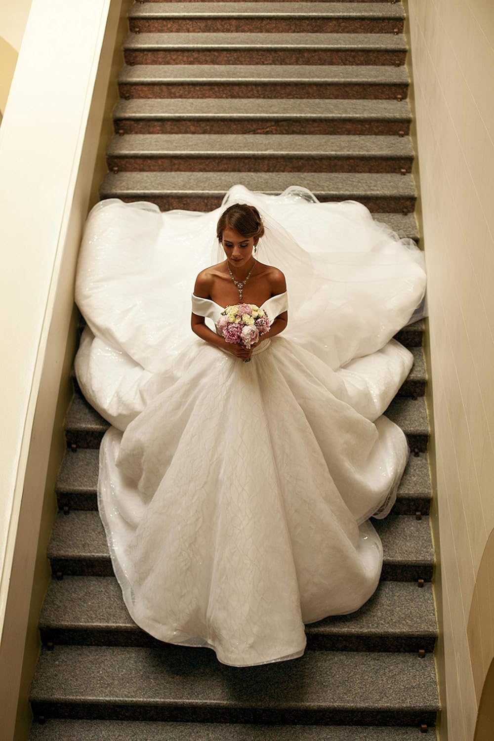 white cinderella wedding dress