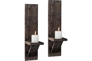 DOCMON Wall Sconce Candle Holder, Wall Mount Wooden Candle Holders, Rustic Wall Decor Floating Shelves, Farmhouse Candle Flowers Vase Wall Shelf for Bathroom Bedroom Living Room, Set of 2