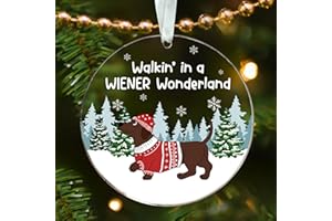 HUNIGIFT Dachshund Christmas Ornaments - Dachshund Ornament - Dachshund Gifts for Women, Wiener Dog Gifts for Women - Dog Christmas Ornaments - Dog Ornament for Christmas 2023 - Acrylic Ornament 2023