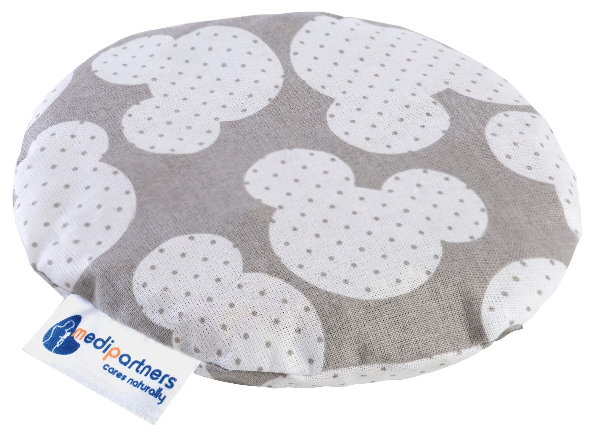 Medi Partners Cherry Stone Cushion Heat Pillow for Babies 180g Round 15cm Eco Natural 100% Cotton Heat and Cold Therapy Massage Therapy (Miki)