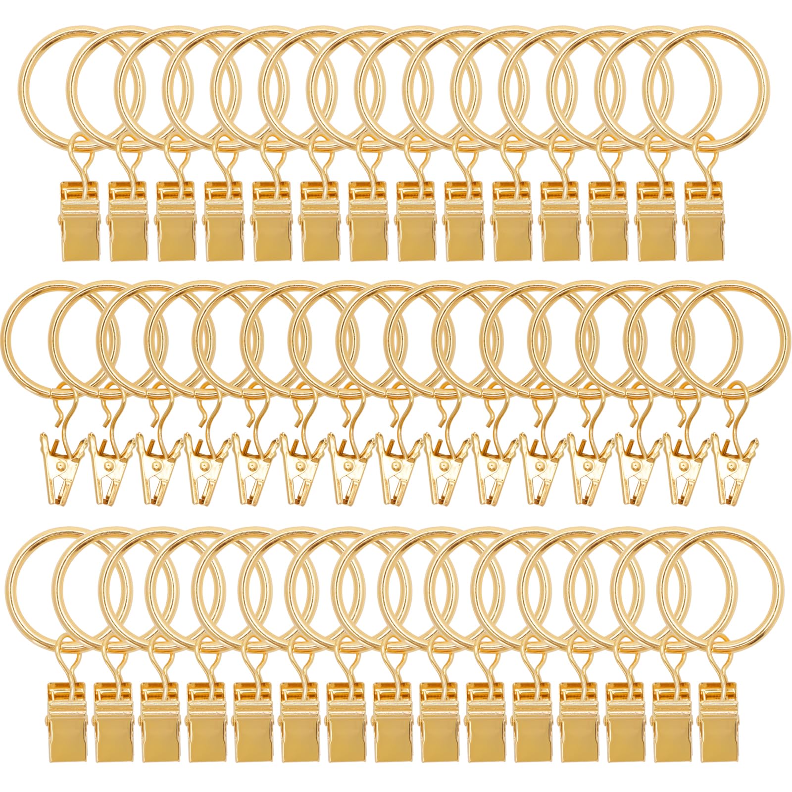 Photo 1 of 44 Pack Metal Curtain Rings with Clips,Decorative Drapery Rustproof Vintage 1 Inch Interior Diameter,Curtain Hangers Clips, Drapery Clips with Rings,Gold