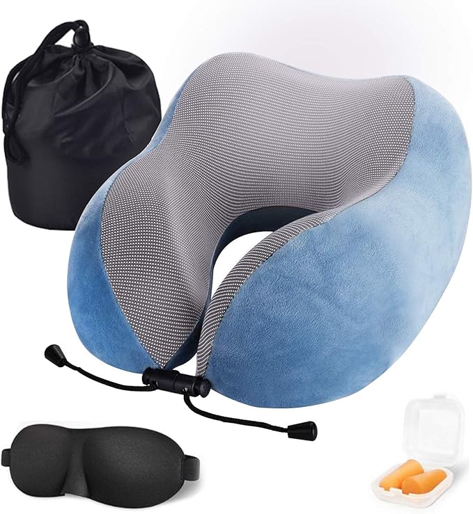 Amazon｜Uネックピロー、トラベルネックピロー、低反発素材、多機能トラベル用品、頸椎症、オフィスドロップ、収納ポーチ付きナイトシフト、アイ