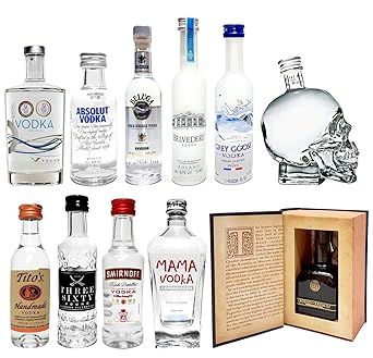 Vodka Mini Set Probierset 11er Set - Grey Goose + Absolut + Beluga + Belvedere + Crystal Head + Legend of Kremlin + Mama Vodk