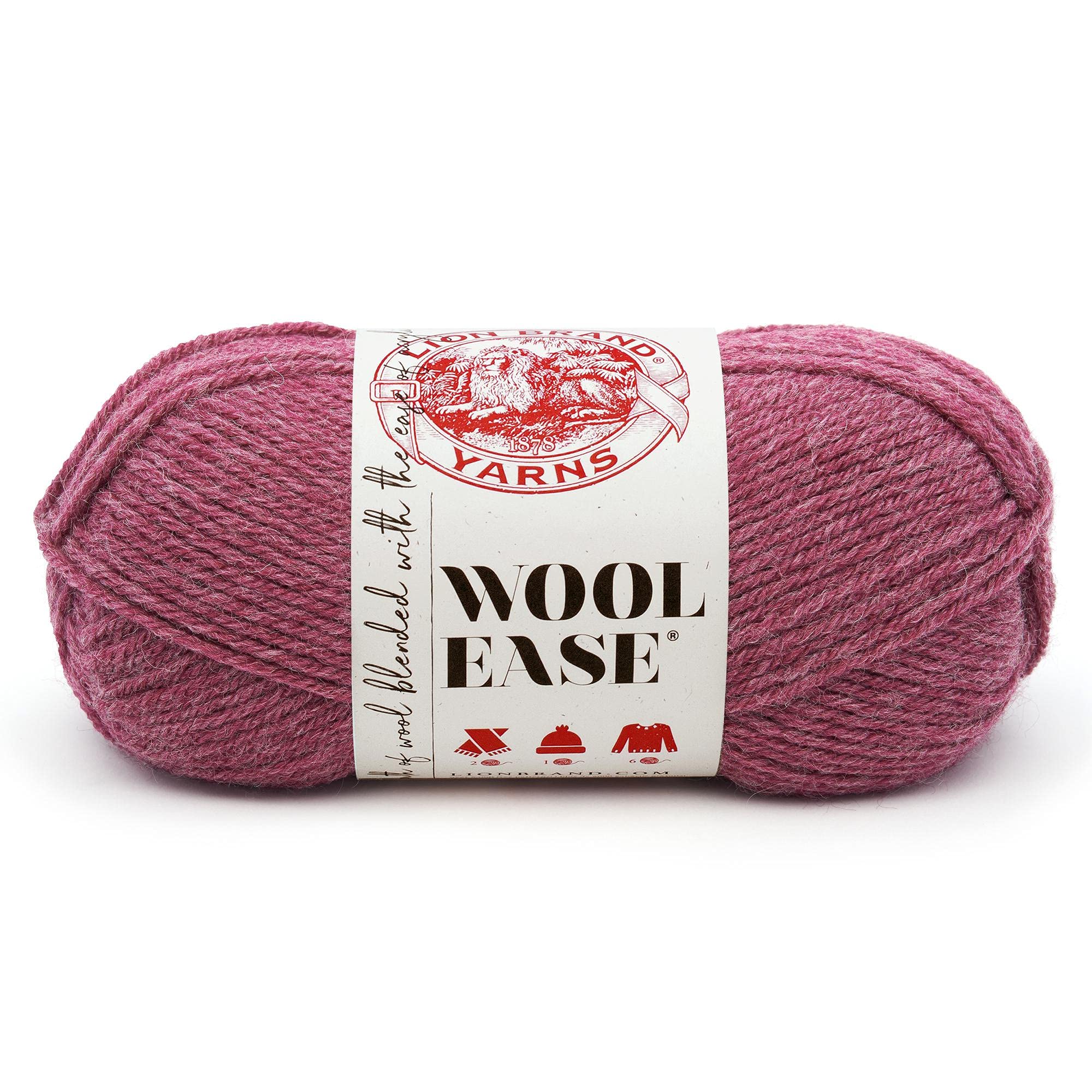 Lion Brand Yarn Wool-Ease, Soft, Worsted Weight Wool Blend Yarn for Knitting, Crochet, and Crafts, Dark Rose Heather, 1 Pack — image 1