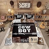 Western Cowboy Comforter Set Horse Twin Bedding Sets for Boys Men,Tribal Arrow Wild West Desert Bed Comforter Set Rustic Country Room Decor Cowboy Boots Grids Quilt Duvet Insert 1 Pillow Case