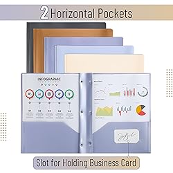 Mr. Pen- Plastic Folders with Pockets and Prongs, 5