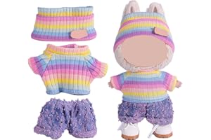 SHUOXUKE Clothes for 17cm Doll (NO Doll),Adorable Outfit ，Handcrafted Clothes Set with Dress Up ,Ropa Accessories Hat + Sweater + Pants (Rainbow + Purple)