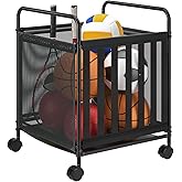 Ball Storage Bin Rolling Storage,Garage Sports Equipment Organizer,Outdoor Toy Box, Gym and Schools, Garage Organization,Can Store basketballs, Footballs and Sports Equipment.(Black)