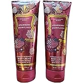 Bath & Body Works Strawberry Snowflakes Ultimate Hydration Body Cream For Women 8 Fl Oz 2- Pack (Strawberry Snowflakes)