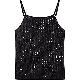 Noomelfish Girls Camisole Sequin Tank Tops Sparkly Glitter Cami Dance Sleeveless Shirt (5-12 Years)