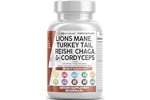 Clean Nutraceuticals Lions Mane 3000mg 20in1 Mushroom Supplement with Turkey Tail 2000mg Reishi 1000mg Cordyceps Chaga 1000mg