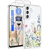 Yucenx for Samsung Galaxy A16 5G Floral Phone Case with 2X Screen Protector, Military Grade Magnetic Translucent Matte Girls Women Flower Pattern Protective Cover for A16 5G (Florets)