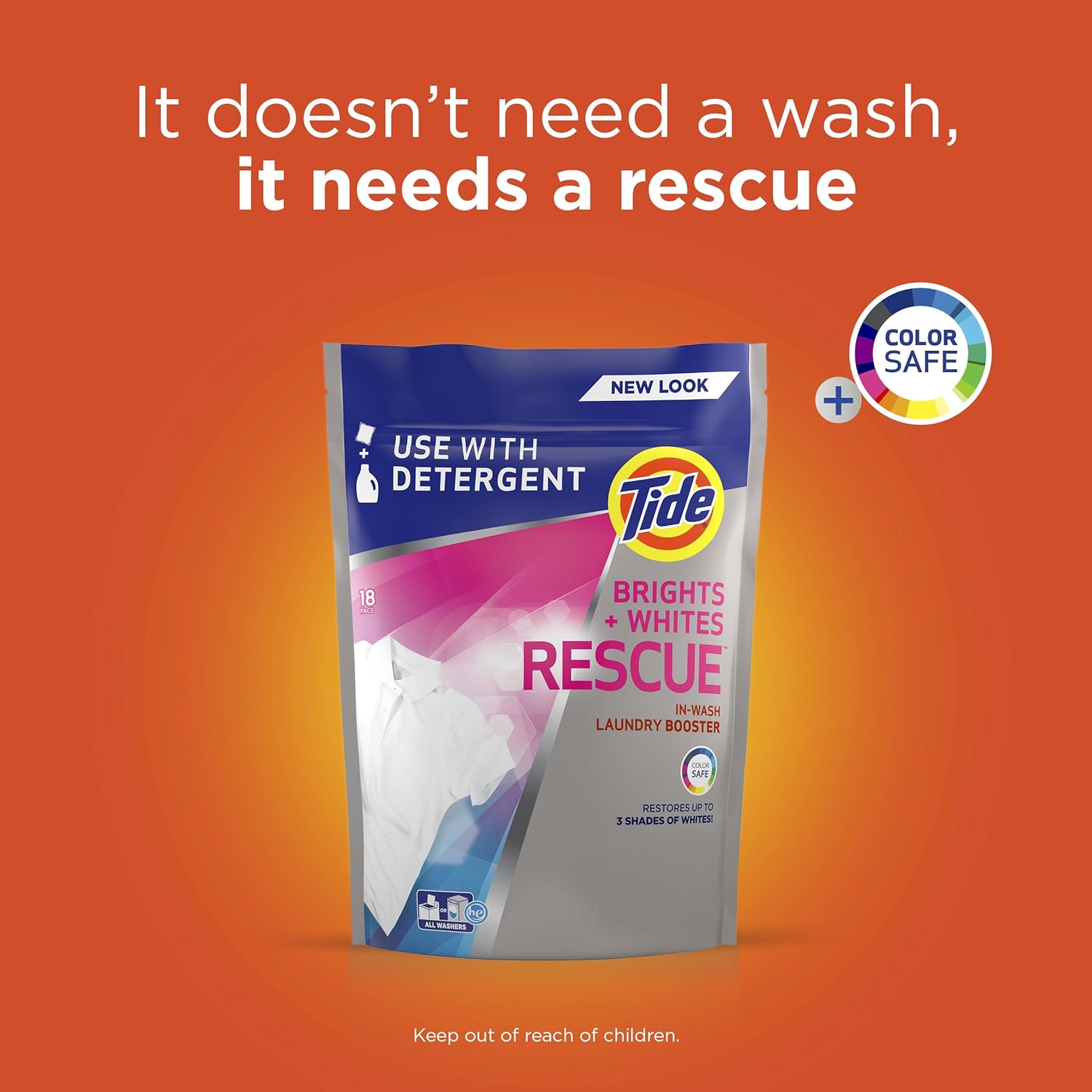 Tide Bright + Whites Rescue In-wash Laundry Booster Pacs, 27Count (Packaging May Vary): Health & Personal Care