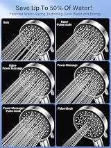 YEAUPE Shower Head High Pressure Filter 6 Modes G1/2 Connector view 3