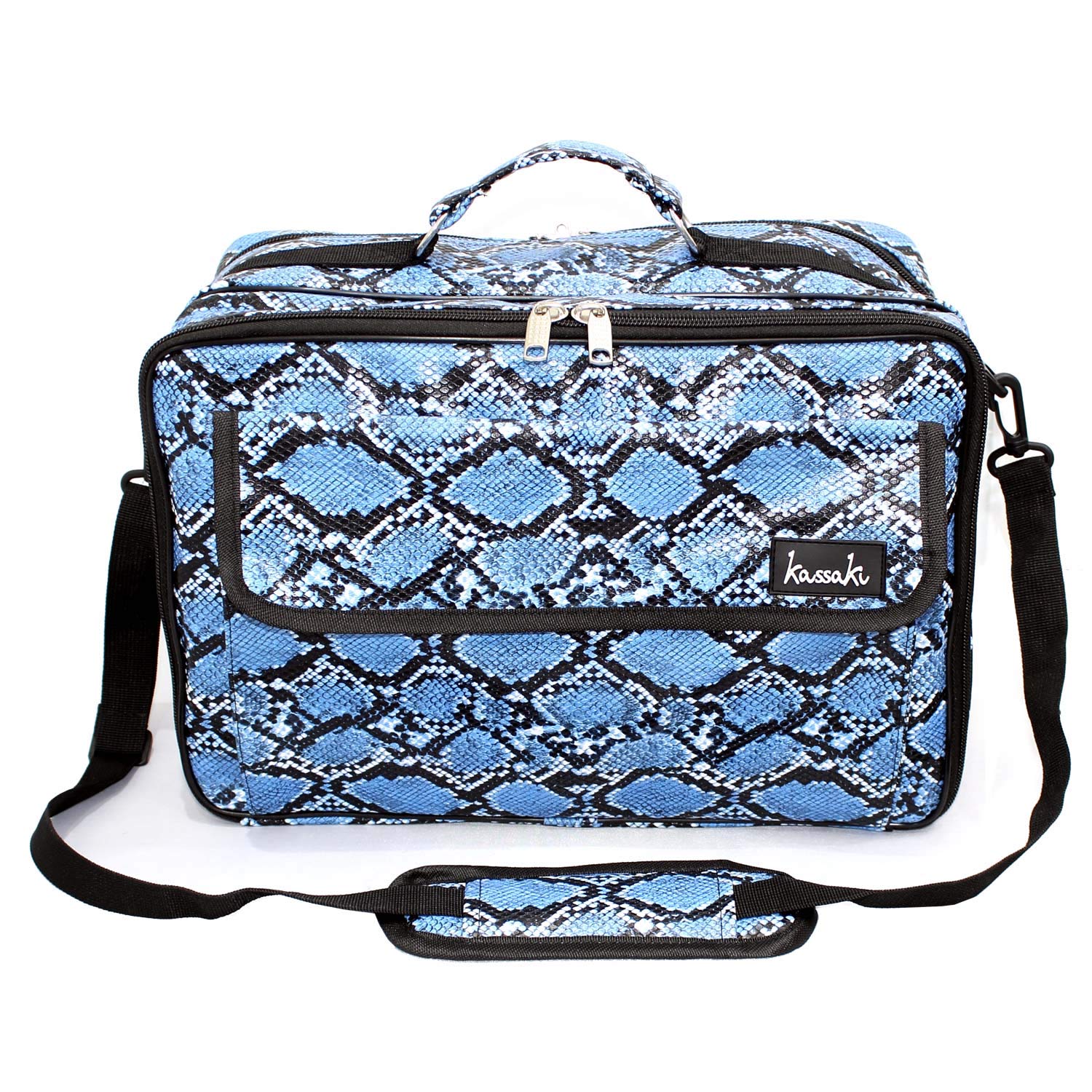 Hairdressing Barber Bag in Snake Salon Equipment Travel Case by Kassaki (Blue Snake Look)