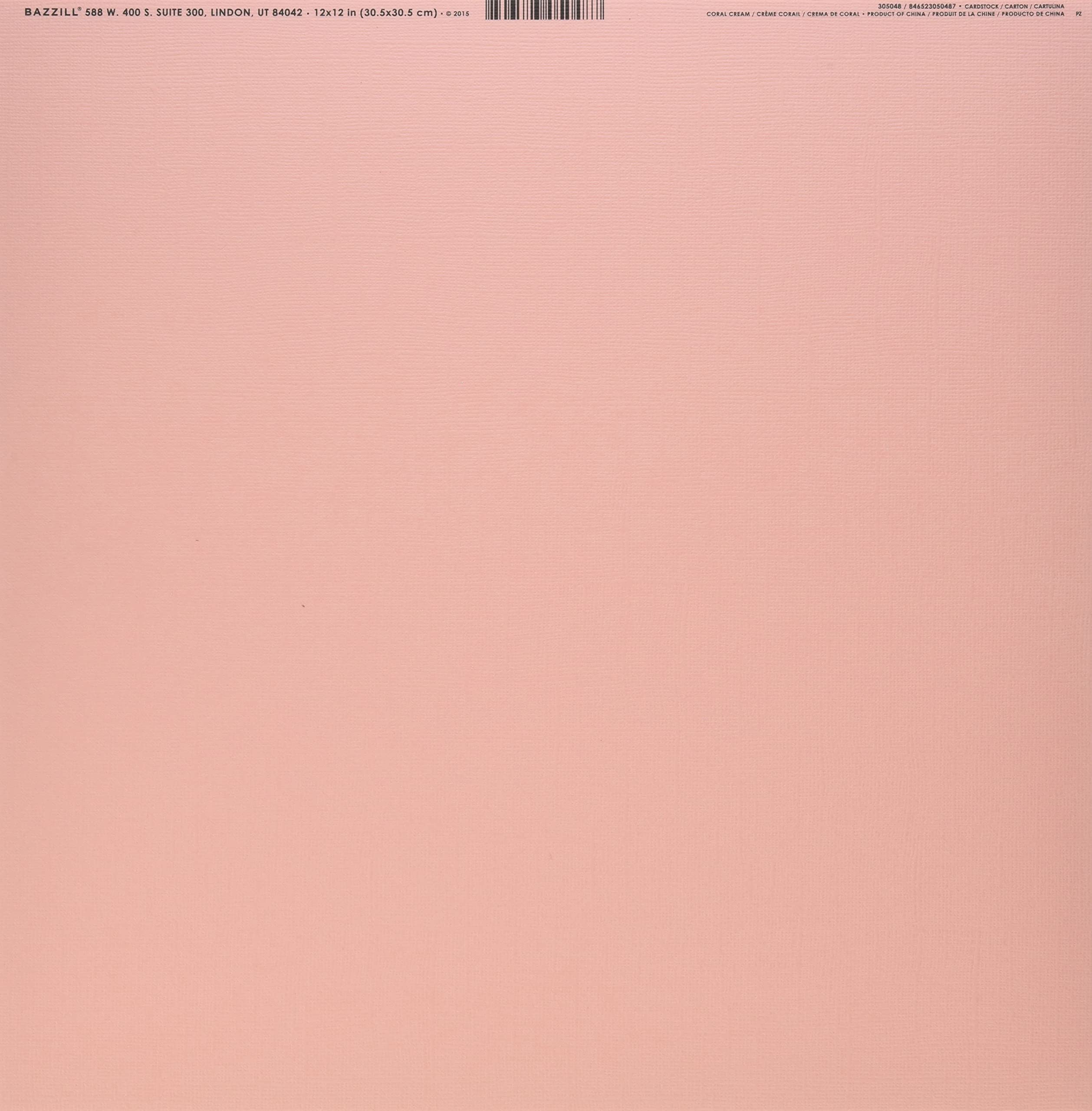 Bazzill 25 Sheets Mono Coral Cream, 12 x 12