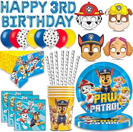 Amazon Com Paw Patrol 3rd Birthday Party Set For 16 Plates