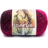 (1 Skein) Lion Brand Yarn Scarfie Bulky Yarn, Black/Hot Pink | Bulky Acrylic Wool Blend Knit &amp; Crochet Fiber for Self-Striping Scarves, Colorful Cardigans, Chunky Blankets, Hats