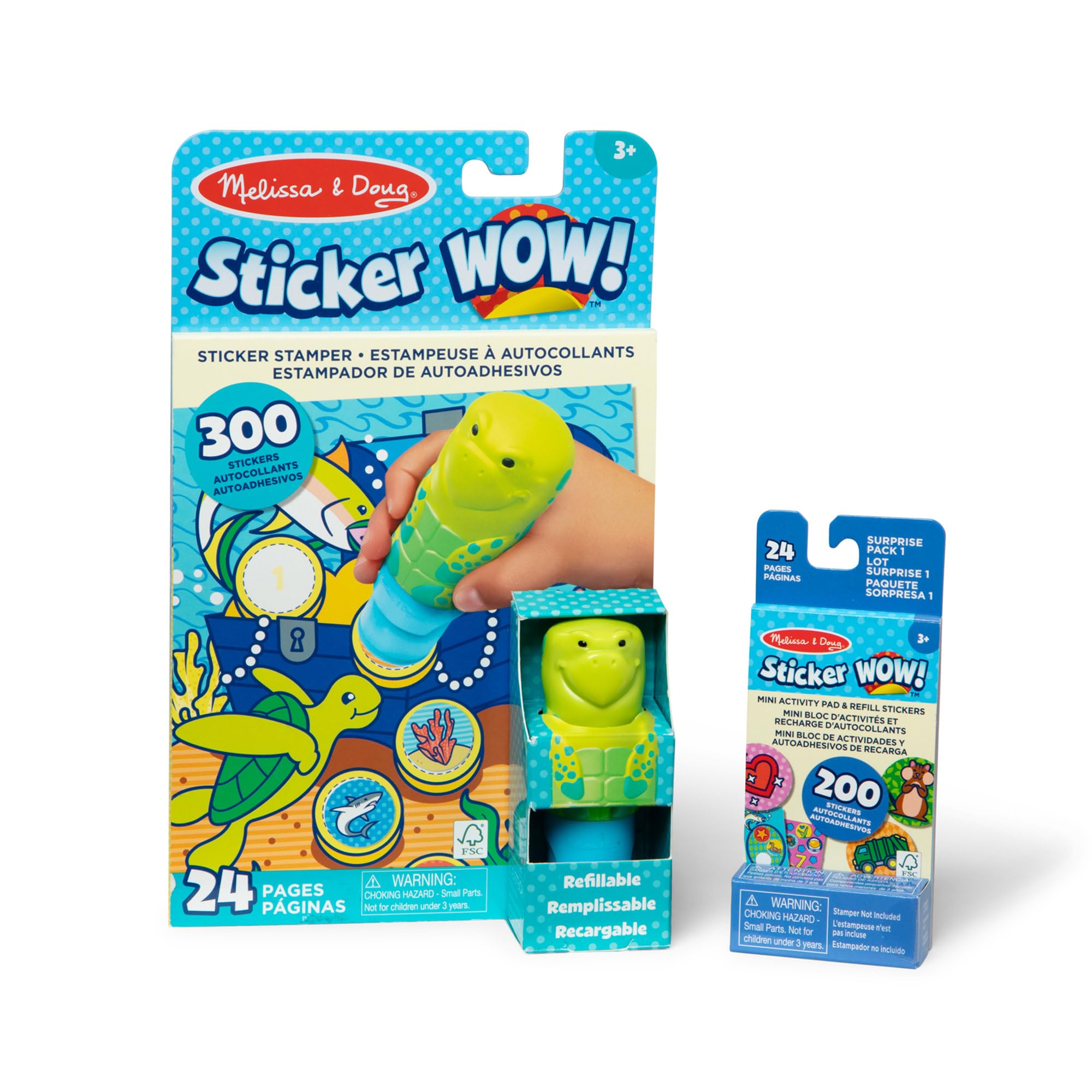 Melissa & Doug Sticker Wow Turtle Bundle (Stamper w Book + 1 Refill Pack)