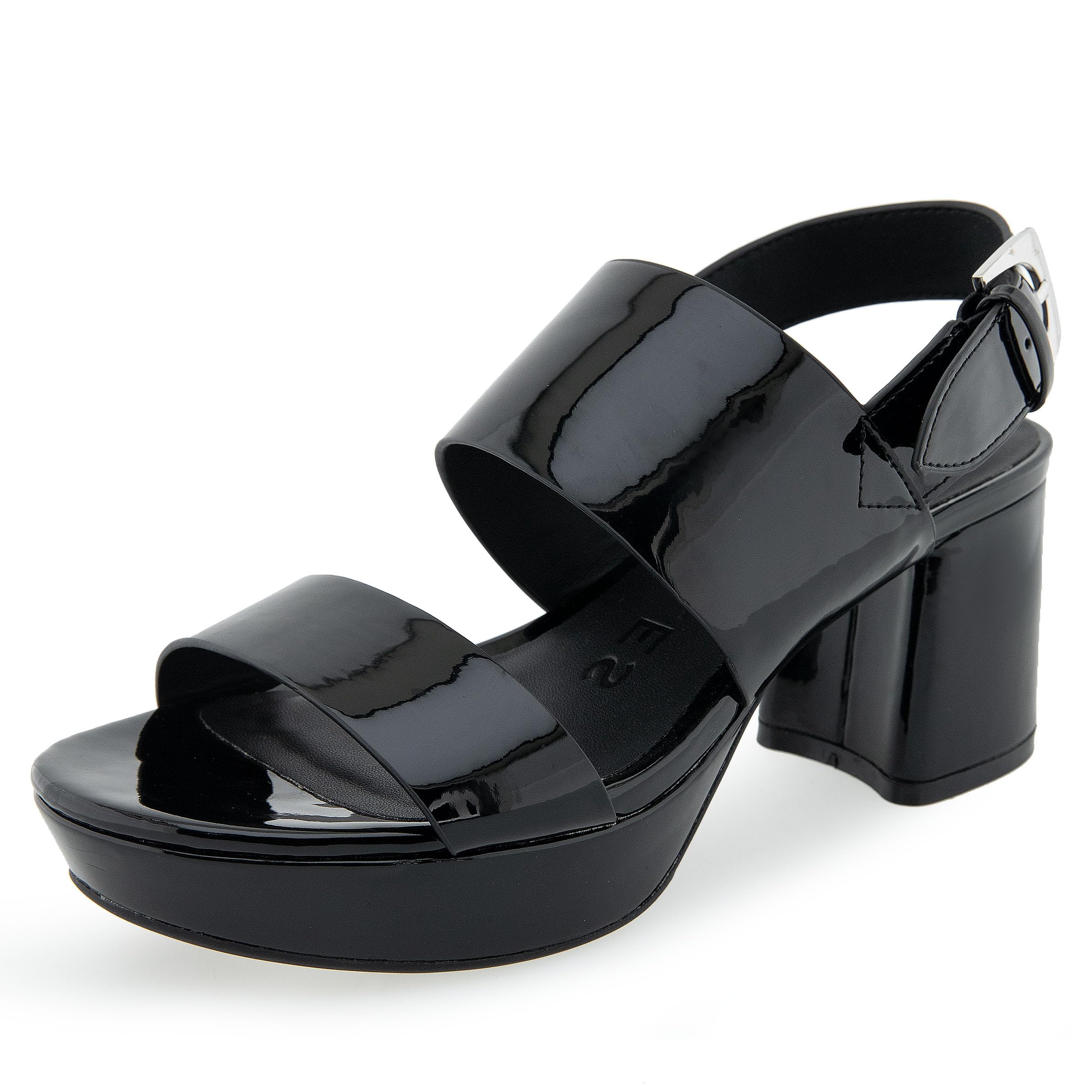 Aerosoles Women's CAMILIA Platform Sandal, Black Patent, 8W Image