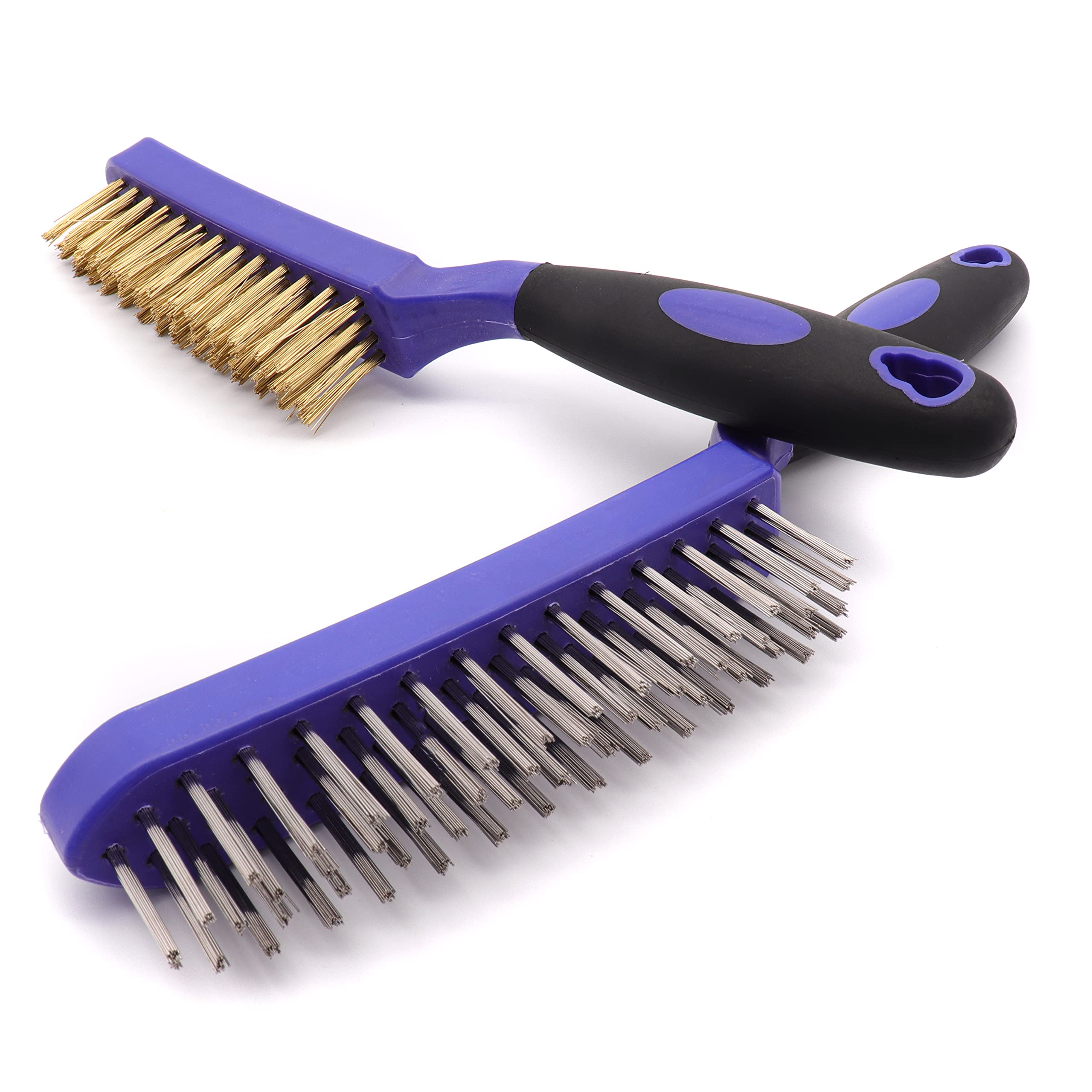 Cottam Wire Brushes Set | Brass & Stainless Steel Wire Brushes for Cleaning | Long Handle Wire Brushes for Rust Removal, BBQ & Cleaning