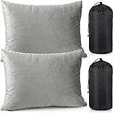 SmoothNovelty 2 Pack Camping Pillow for Sleeping Shredded Memory Foam Travel Pillow with Storage Bag, Compressible Portable Pillow for Outdoor Camp Backpacking Hiking Essential Gear(Grey,Medium)