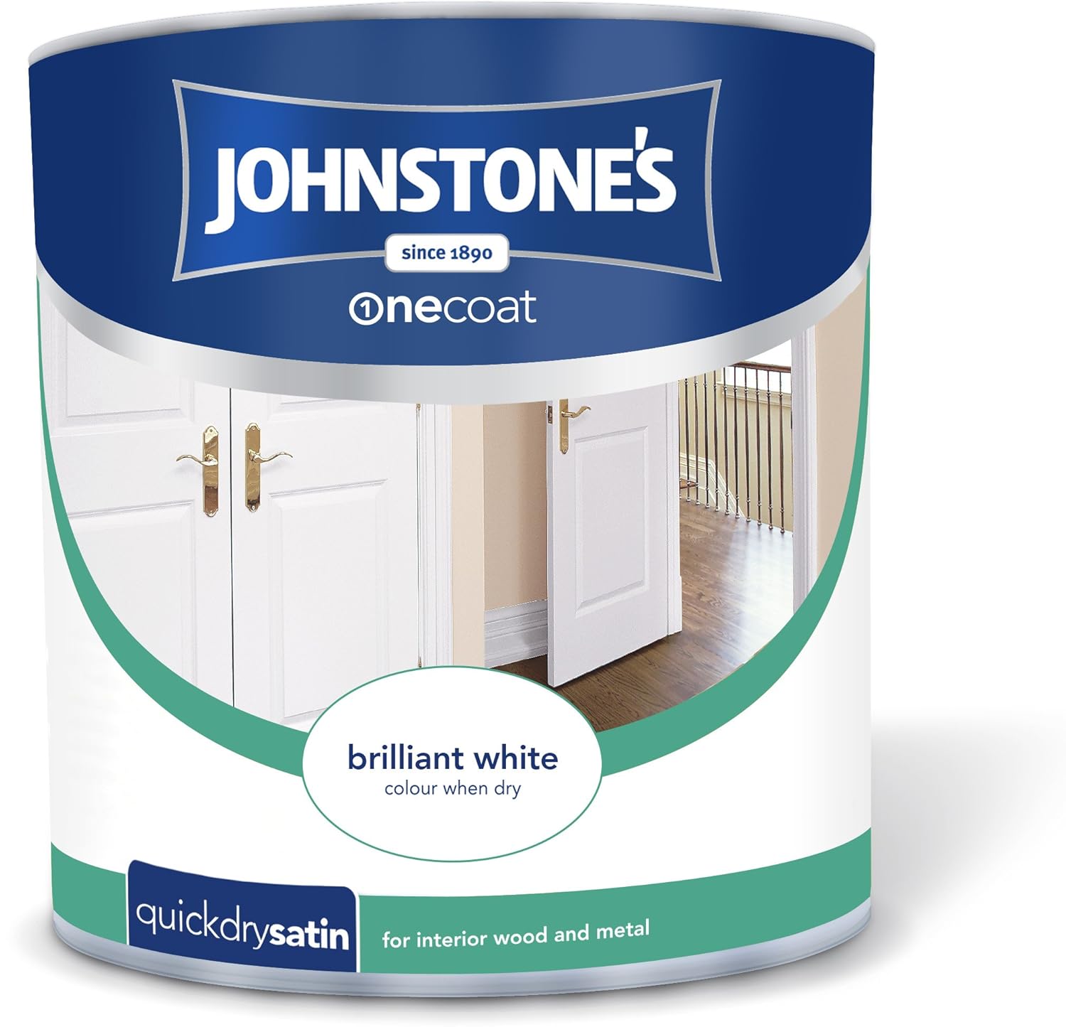 Johnstone's 303930 2.5 Litre One Coat Quick Dry Satin Paint Brilliant