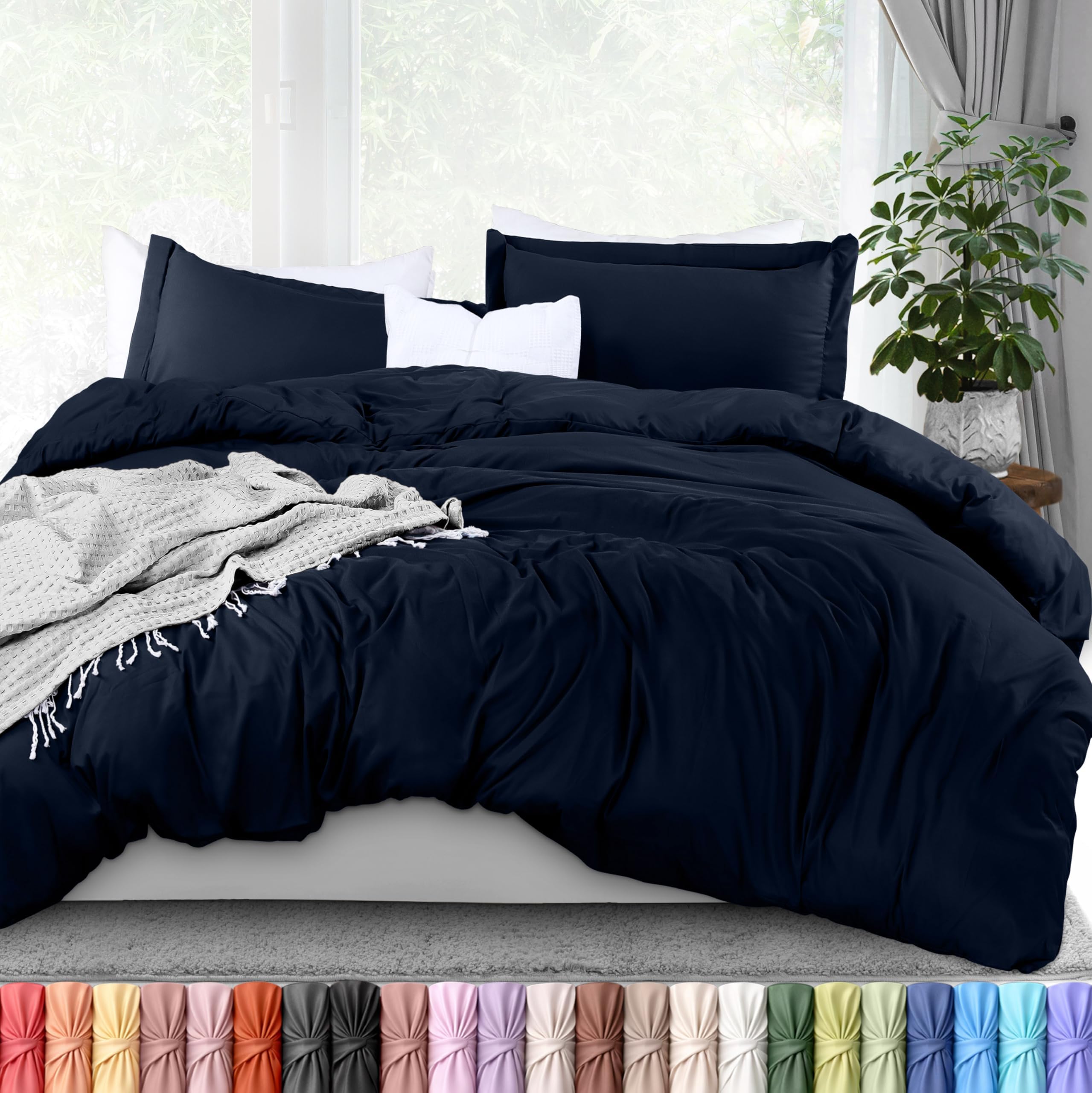 Utopia Bedding Duvet Cover King Size - 1 Comforter Cover with 2 Pillow Shams - 3 Pieces Bedding Duvet Cover with Zipper Closure - Soft Brushed Microfiber, 104 X 90 Inches (Navy) — image 1