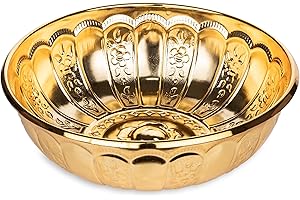 Alisveristime 1.06 Qt Turkish Hammam Bath Bowl, Traditional Metal Construction, Diameter 7.87", Height 2.36" - Multiple Colors Available (Gold)