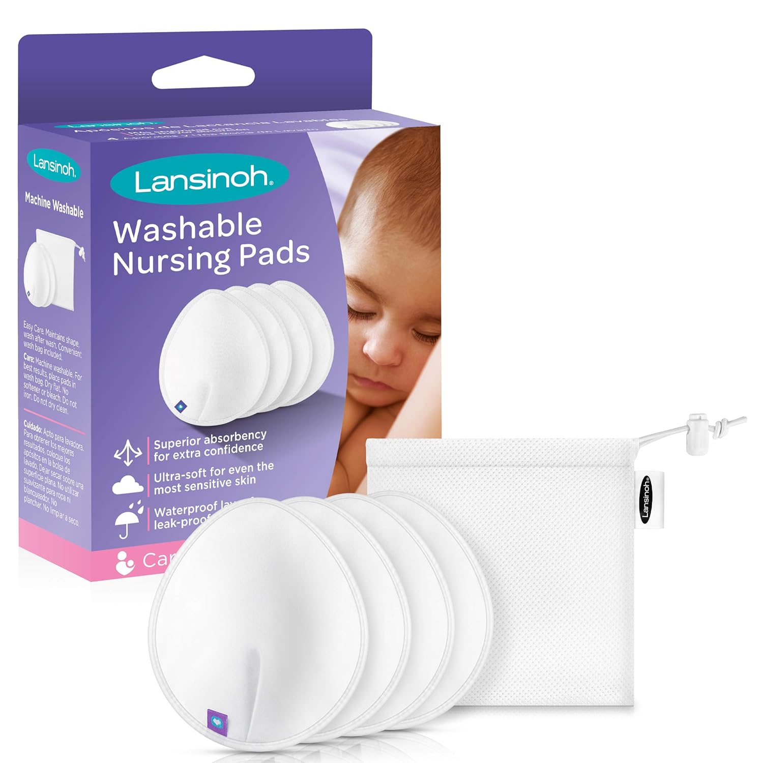 Nursing Pads Baby 4Pcs Mother Mum Feeding Washable Reusable Breast Nursing Pads Soft Absorbent