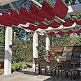 Windscreen4less 3' x 16' Waterproof Retractable Sun Shade Canopy Cover Sliding Wave Shade Sail for Pergola Patio Deck Yard Gazebo Outdoor (Red)