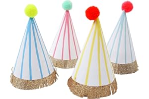 Meri Meri Birthday Party Hats, Pack of 8 Bright and Colorful Cone Birthday Hats for Kids & Adults, Cone Party Hats