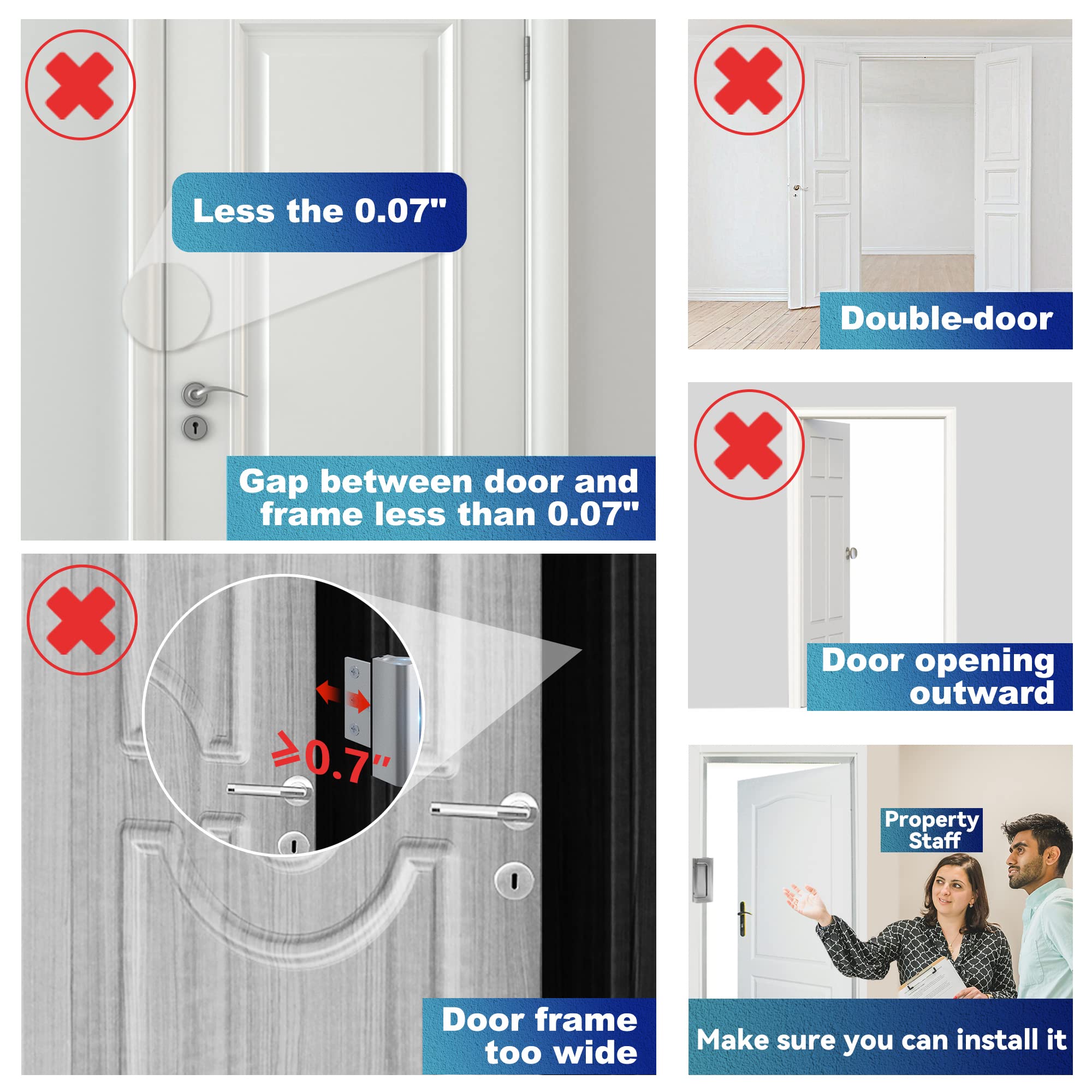 Door Reinforcement Lock Withstands 800lbs of Force - White Extra Proof Door Lock for Kids Safety with 8 Screws Prevents Unauthorized Entry, Add a Door Security Lock for Home Safety & Privacy