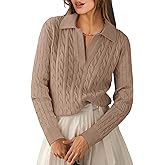 ANRABESS Womens Cable Knit Sweaters Long Sleeve V Neck Sweater Tops Casual Pullover Polo Shirts 2025 Fall Fashion Outfits