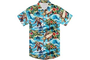 GOODSTOWORLD 2-10T Boys Novelty Hawaiian Short Sleeve Button Down Dress Shirt